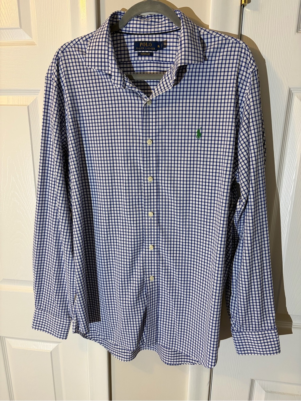 Polo Ralph Lauren XL Performance Stretch Button Down able & White Check/Gingham